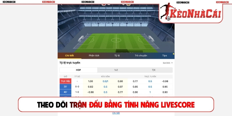 Theo dõi trận đấu bằng tính năng livescore