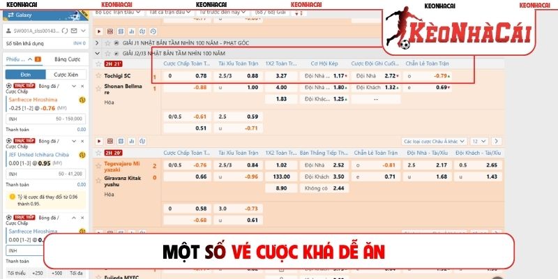 Một số vé cược khá dễ ăn